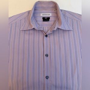 VERSACE COLLECTION City Shirt Mens US 15 EU 38 Button Up Pinstripe Purple Preppy
